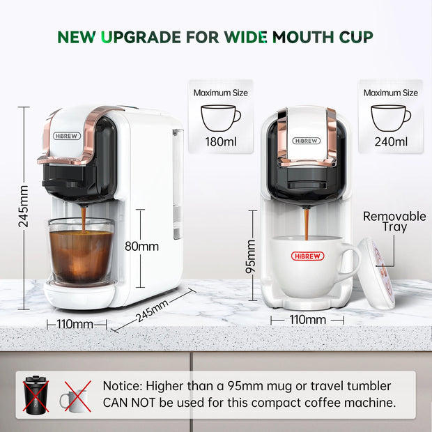 HiBREW Multiple Capsule Coffee Machine, Hot/Cold Dolce Gusto Milk Nespresso Capsule ESE Pod Ground Coffee Cafeteria 20Bar 5 in 1