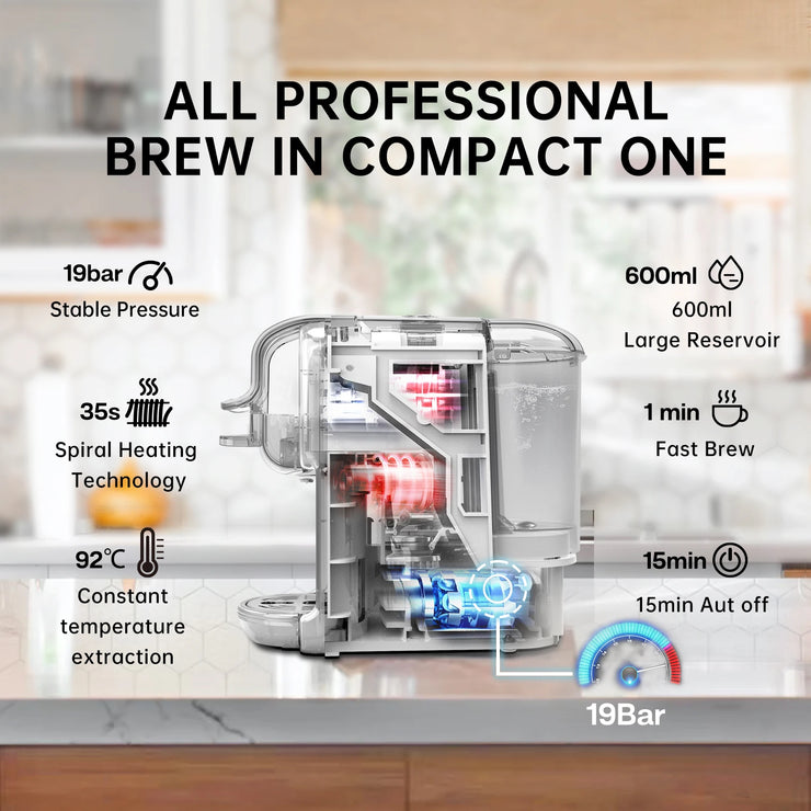 HiBREW Multiple Capsule Coffee Machine, Hot/Cold Dolce Gusto Milk Nespresso Capsule ESE Pod Ground Coffee Cafeteria 20Bar 5 in 1