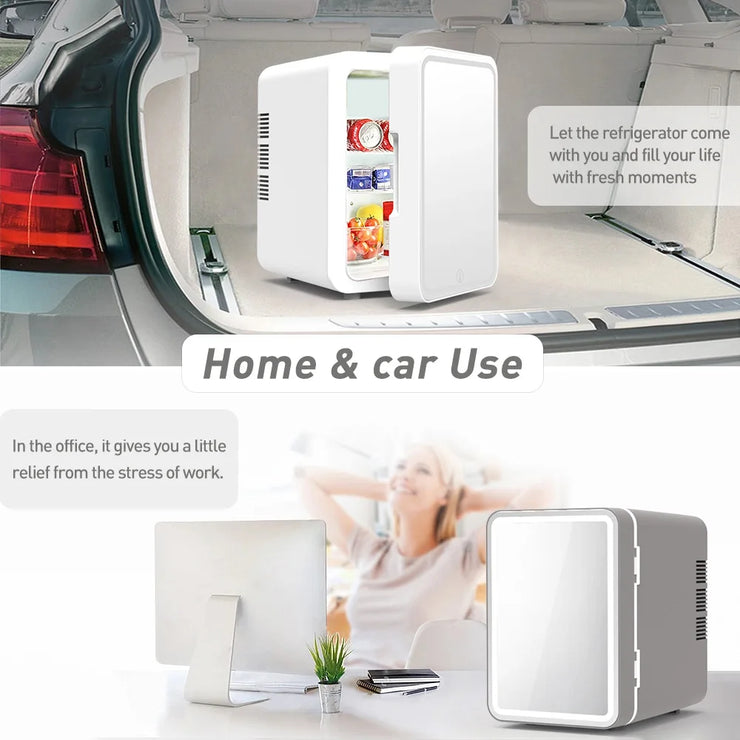 4l Mini Skincare Fridge with Dimmable LED Light Mirror for Refrigerating Make Up SkinCare and Food for Bedroom Office and Car