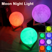 C5 8cm Moon Lamp LED Night Light Battery Powered With Stand Starry Lamp Bedroom Decor Night Lights Kids Gift Moon Lamp Xmas Gift