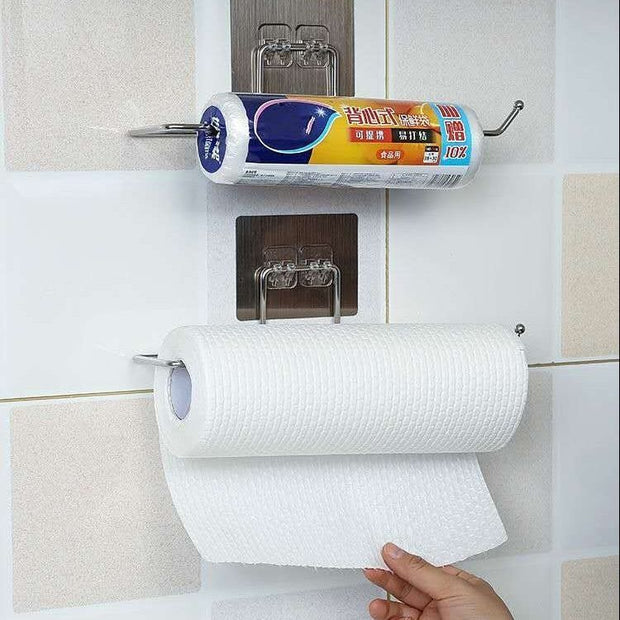 Under Cabinet Towel Roll Paper Holder Self Adhesive Hanger Rack Organizer for Kitchen Bathroom Shelf Bar Home Appliance