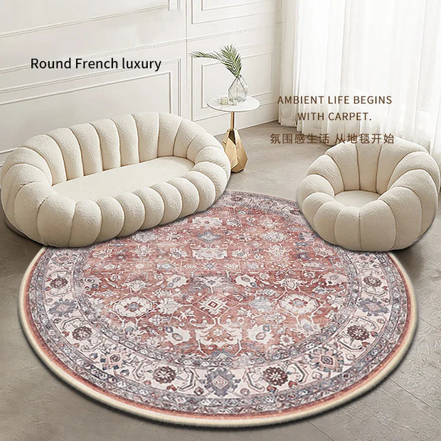 VIKAMA Round Boho Carpet Children's Room Living Room Bedroom Home Decoration Non-slip Washable Machine Washable Carpet Mats