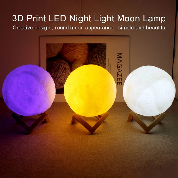 C5 8cm Moon Lamp LED Night Light Battery Powered With Stand Starry Lamp Bedroom Decor Night Lights Kids Gift Moon Lamp Xmas Gift