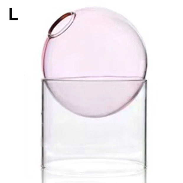 Mini Round Flower Vase Hydroponic Container Micro Landscape Glass Ecological Bottle Borosilicate Glass Bottle Home Decoration