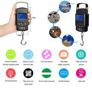 50kg Pocket Scale Weighing Electronic Balance Digital Fish Hook Hanging Fishing Measuring Tape Ruler Mini Luggage for Fishing