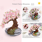 Mini Building Blocks Bouquet Cherry Blossom Succulent Potted Model Decoration DIY Assembled Flower Block Children's Toy Gift