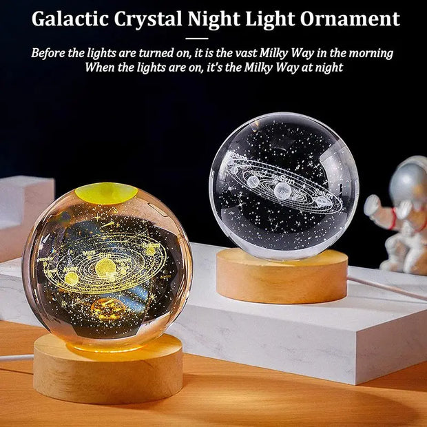 USB LED night light, Galaxy Crystal Ball lamp, 3D planet moon lamp, home decoration