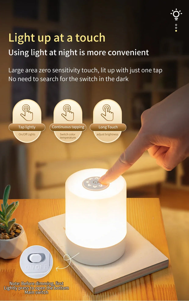 Bedside Led Night Lights Dimmable Charging Desktop Night Lamps Touch Reading Led Table Lamps Bedroom Bedside Lighting Decoration