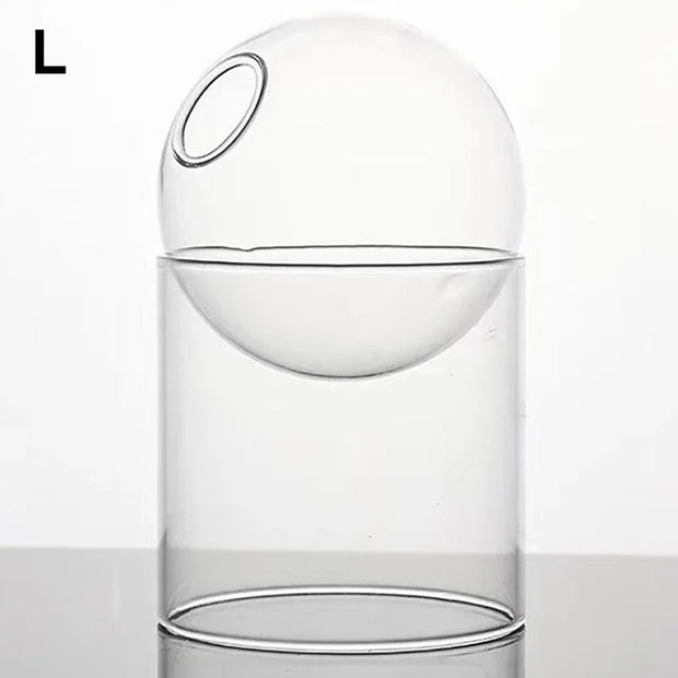 Mini Round Flower Vase Hydroponic Container Micro Landscape Glass Ecological Bottle Borosilicate Glass Bottle Home Decoration