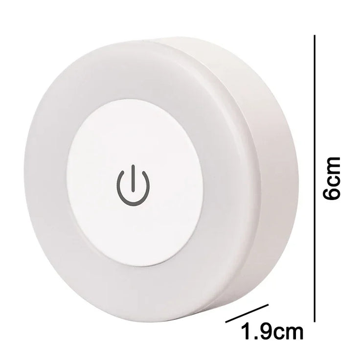 LED Night Light Mini Touch Sensor Lamp USB Recharge Kitchen Bedroom Magnetic Base Wall Light Round Portable Dimming Night Lamp