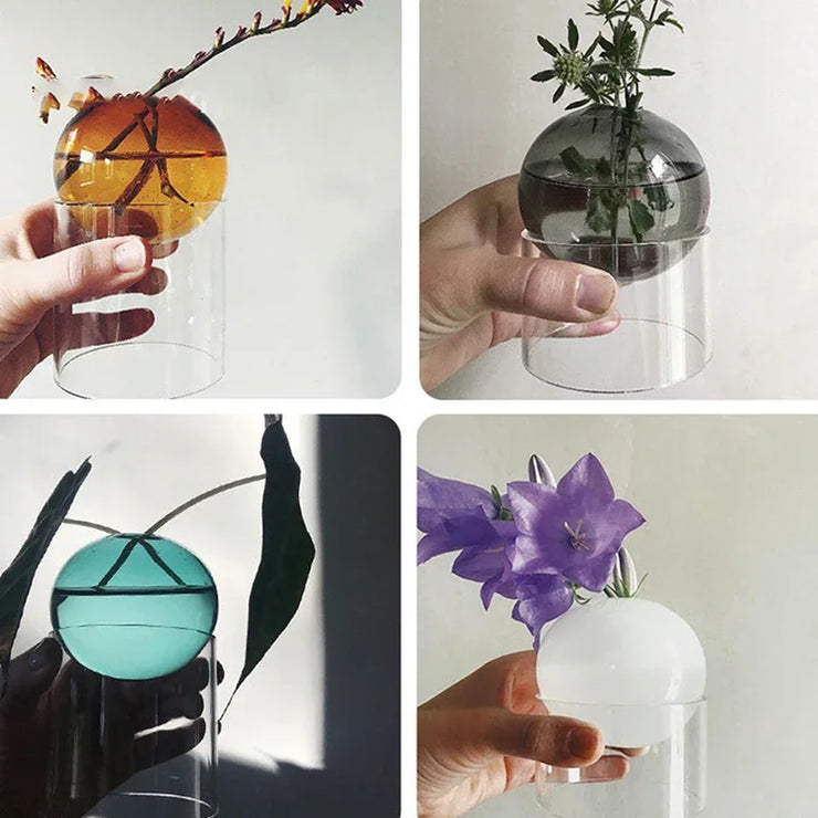 Mini Round Flower Vase Hydroponic Container Micro Landscape Glass Ecological Bottle Borosilicate Glass Bottle Home Decoration