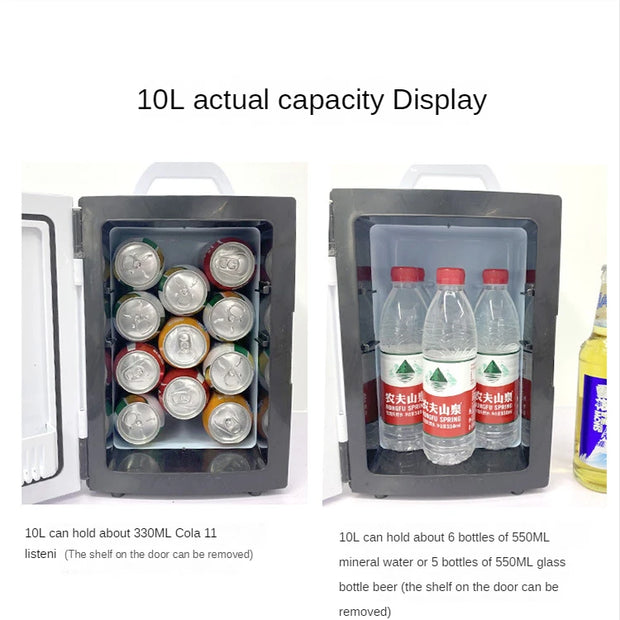 Small 10L mini car refrigerator refrigeration student dormitory cosmetic refrigerator car home dual-use