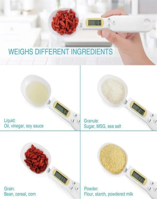 Weighing Spoon Scale Home Kitchen Tool Electronic Measuring Coffee Food Flour Powder Baking LCD Digital Measurement adjustable