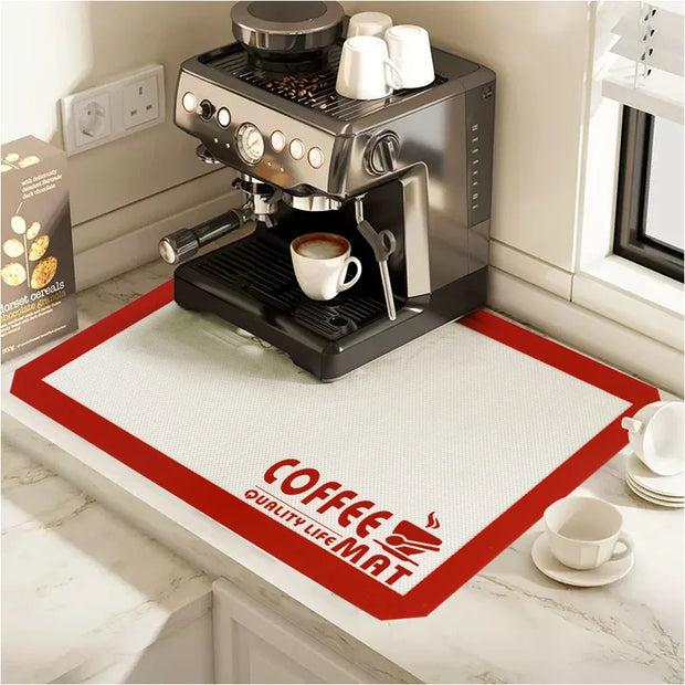 Silicone Coffee Maker Mat for Countertops, Coffee Bar Accessories-Table Mat Under Appliance, Dish Drying Mat for Kitchen