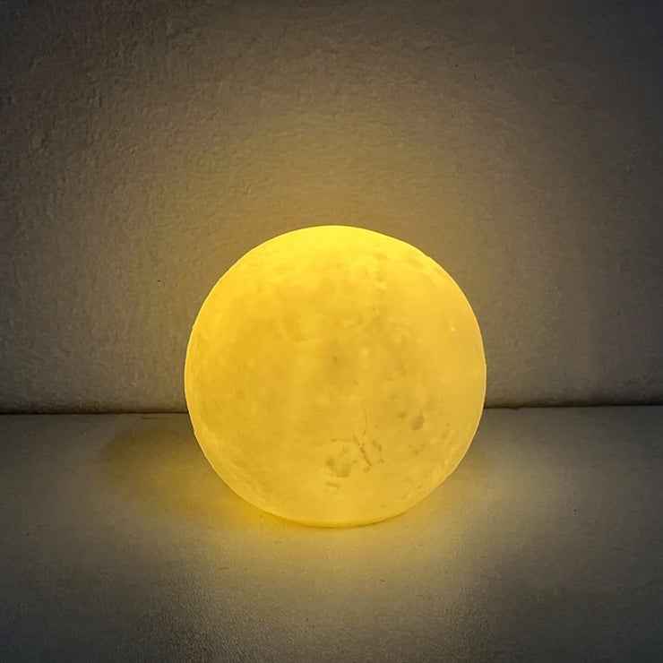 8cm Moon Ball Lamp LED Night Light With Plastic Stand Battery Powered Starry Lamp Bedroom Decor Bedside Night Lights Kids Gifts