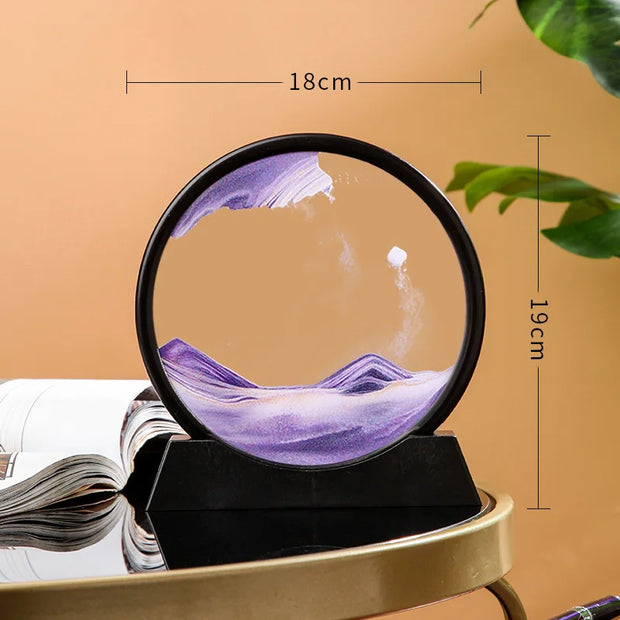 3D Hourglass Quicksand Moving Sand Art Picture Round Glass Deep Sea Sandscape Craft Flowing Painting Office Home Decor Gifts