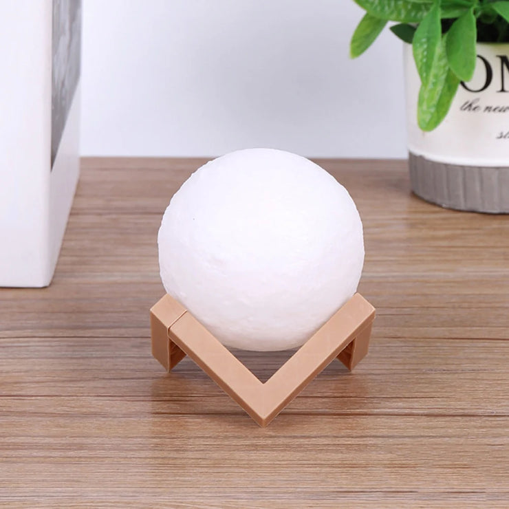 8cm Moon Ball Lamp LED Night Light With Plastic Stand Battery Powered Starry Lamp Bedroom Decor Bedside Night Lights Kids Gifts