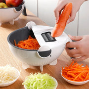 LMETJMA 9 in 1 Multifunctional Magic Rotate Vegetable Slicer with 2L Drain Basket Veggie Fruit Shredder Grater Slicer KC0291