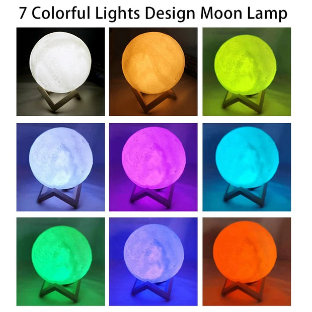 C5 8cm Moon Lamp LED Night Light Battery Powered With Stand Starry Lamp Bedroom Decor Night Lights Kids Gift Moon Lamp Xmas Gift