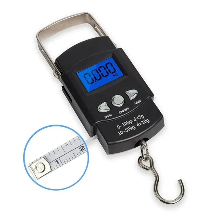 50kg Pocket Scale Weighing Electronic Balance Digital Fish Hook Hanging Fishing Measuring Tape Ruler Mini Luggage for Fishing