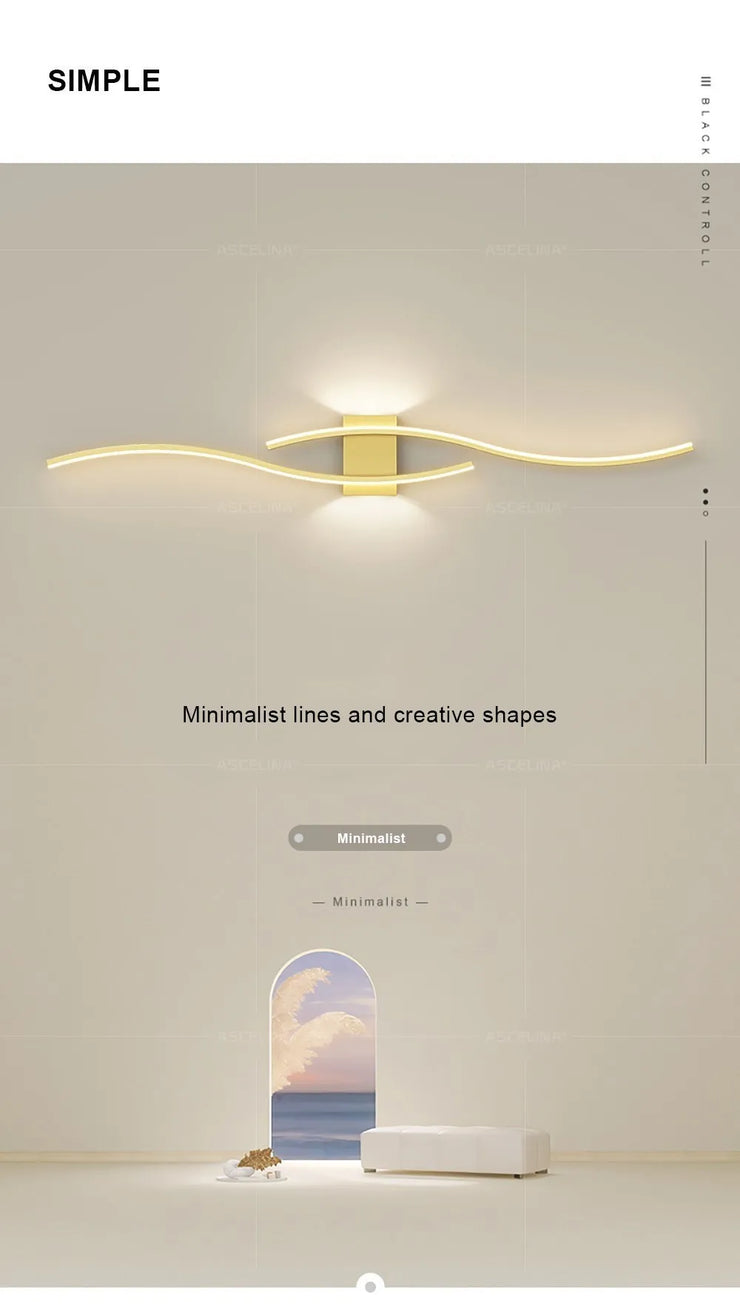 Moder LED Wall Lamp Long Strip Wall Lamps TV Background Decorative Lighting For Bedroom Living Room Home Indoor Lighting Fixture