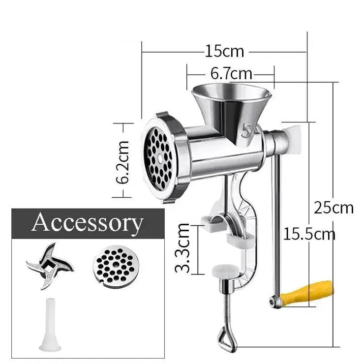 1PC Manual Meat Grinder Silver Aluminum Alloy Powerful Home SausageVegetable Chopper Pepper Kitchen Appliances