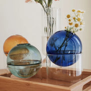 Mini Round Flower Vase Hydroponic Container Micro Landscape Glass Ecological Bottle Borosilicate Glass Bottle Home Decoration