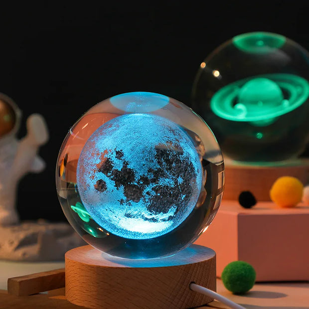 USB LED night light, Galaxy Crystal Ball lamp, 3D planet moon lamp, home decoration