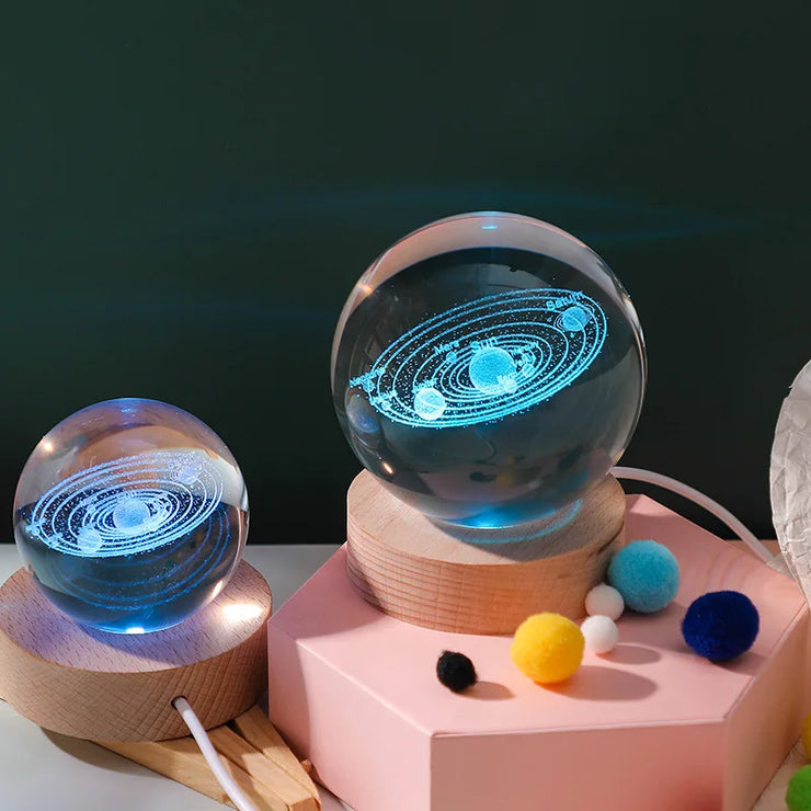 USB LED night light, Galaxy Crystal Ball lamp, 3D planet moon lamp, home decoration