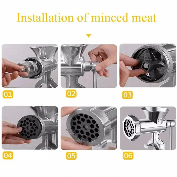 1PC Manual Meat Grinder Silver Aluminum Alloy Powerful Home SausageVegetable Chopper Pepper Kitchen Appliances