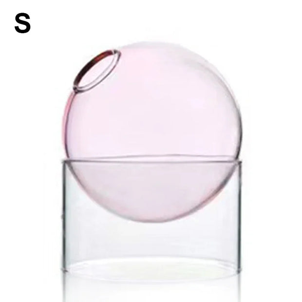 Mini Round Flower Vase Hydroponic Container Micro Landscape Glass Ecological Bottle Borosilicate Glass Bottle Home Decoration