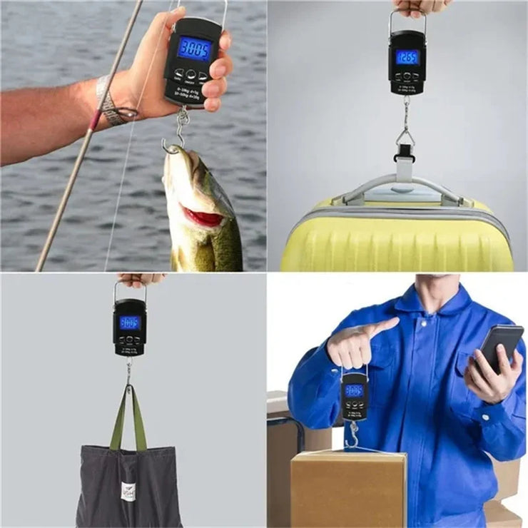 50kg Pocket Scale Weighing Electronic Balance Digital Fish Hook Hanging Fishing Measuring Tape Ruler Mini Luggage for Fishing