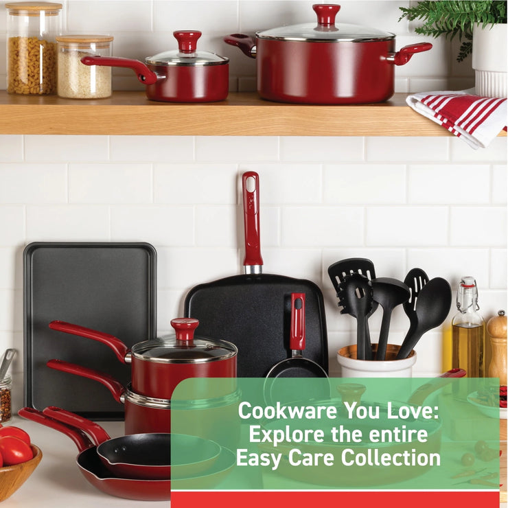 Easy Care Nonstick Cookware, 20 Piece Set, Red