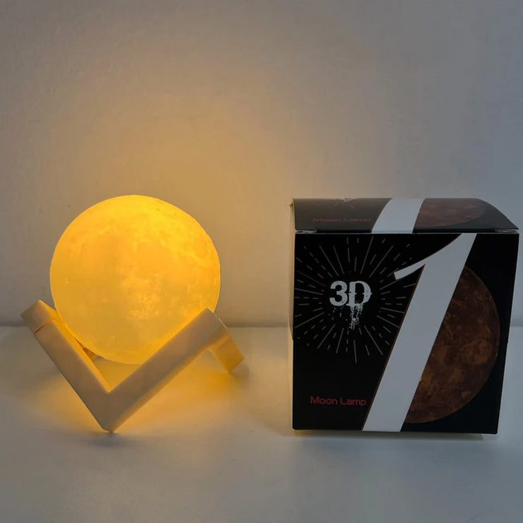 8cm Moon Ball Lamp LED Night Light With Plastic Stand Battery Powered Starry Lamp Bedroom Decor Bedside Night Lights Kids Gifts