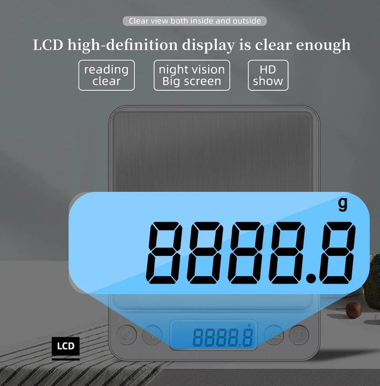 3Kg/500G 0.01g Digital Kitchen Scale Precision Scales Jewelry Weighing For Food Diet Postal LCD Electronic Balance Measuring  ﻿