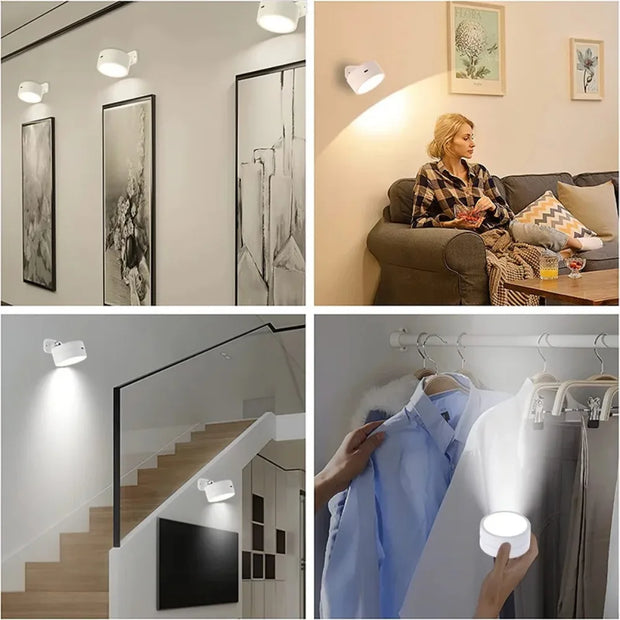 F5 LED Wall Mounted Lights with Remote Wireless Magnetic Wall Sconces 3 Color Dimmable USB Rechargeable Bedroom Bedside Light