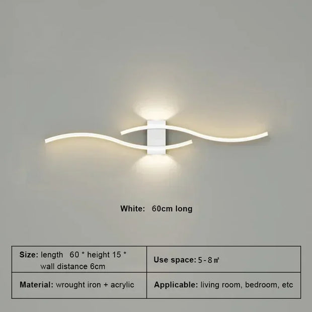 Moder LED Wall Lamp Long Strip Wall Lamps TV Background Decorative Lighting For Bedroom Living Room Home Indoor Lighting Fixture