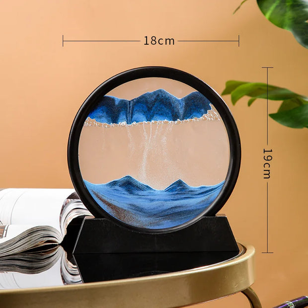 3D Hourglass Quicksand Moving Sand Art Picture Round Glass Deep Sea Sandscape Craft Flowing Painting Office Home Decor Gifts