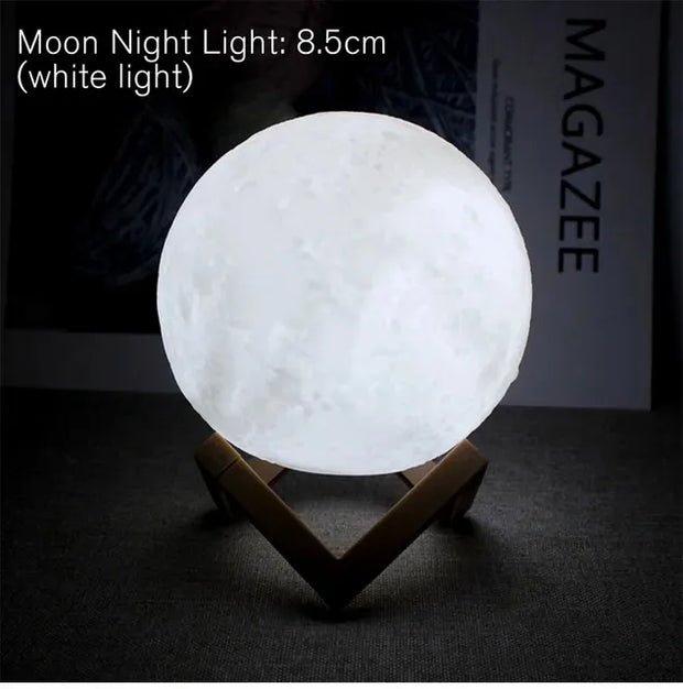 C5 8cm Moon Lamp LED Night Light Battery Powered With Stand Starry Lamp Bedroom Decor Night Lights Kids Gift Moon Lamp Xmas Gift