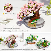 Mini Building Blocks Bouquet Cherry Blossom Succulent Potted Model Decoration DIY Assembled Flower Block Children's Toy Gift