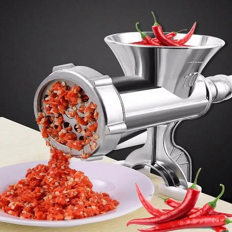 1PC Manual Meat Grinder Silver Aluminum Alloy Powerful Home SausageVegetable Chopper Pepper Kitchen Appliances