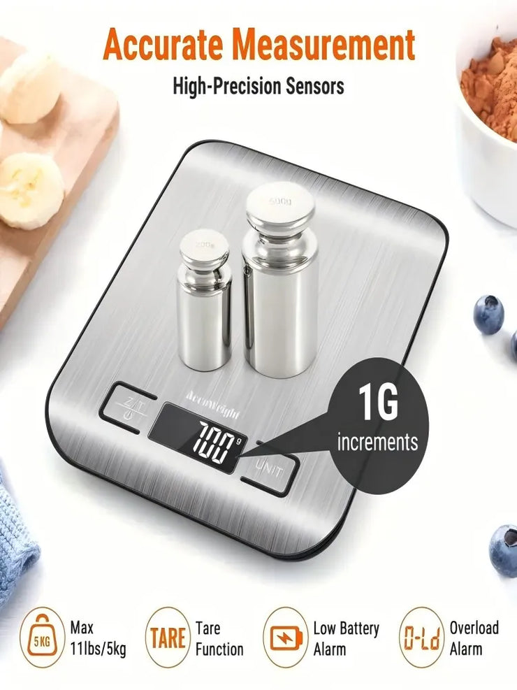 5/10KG Digital Kitchen Scale Stainless Steel Portable Kitchen Food Scale LED Display Electronic Jewelry Baking Weight Scales