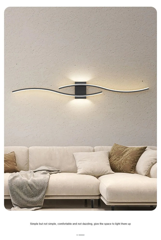 Moder LED Wall Lamp Long Strip Wall Lamps TV Background Decorative Lighting For Bedroom Living Room Home Indoor Lighting Fixture