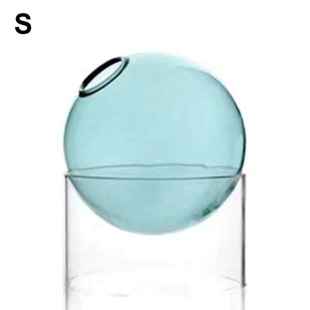 Mini Round Flower Vase Hydroponic Container Micro Landscape Glass Ecological Bottle Borosilicate Glass Bottle Home Decoration