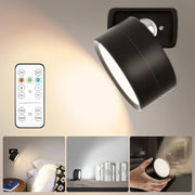 F5 LED Wall Mounted Lights with Remote Wireless Magnetic Wall Sconces 3 Color Dimmable USB Rechargeable Bedroom Bedside Light