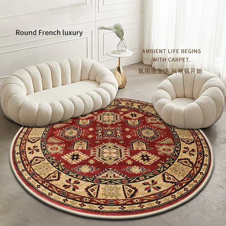 VIKAMA Round Boho Carpet Children's Room Living Room Bedroom Home Decoration Non-slip Washable Machine Washable Carpet Mats