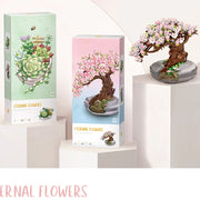 Mini Building Blocks Bouquet Cherry Blossom Succulent Potted Model Decoration DIY Assembled Flower Block Children's Toy Gift