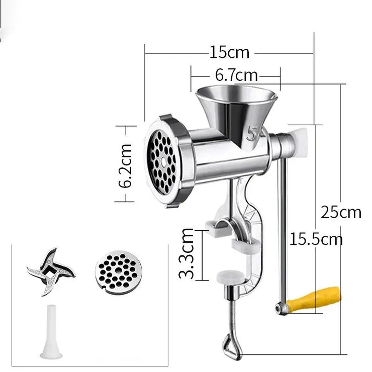 1PC Manual Meat Grinder Silver Aluminum Alloy Powerful Home SausageVegetable Chopper Pepper Kitchen Appliances