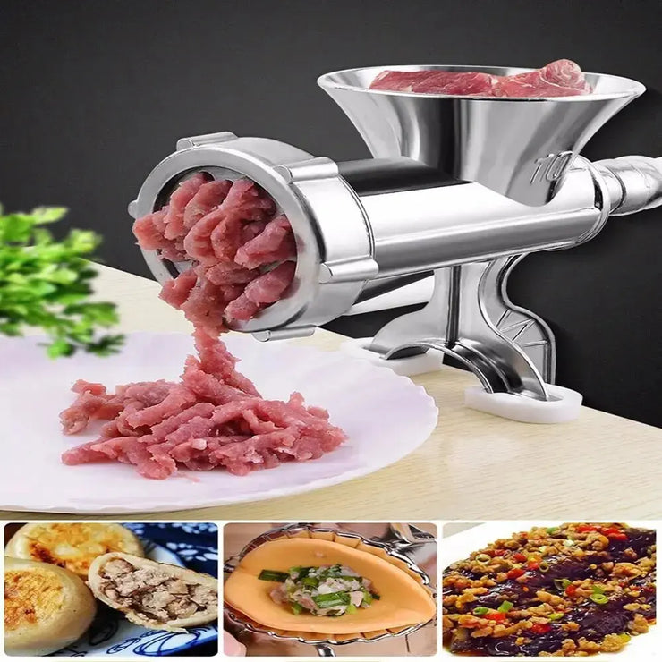 1PC Manual Meat Grinder Silver Aluminum Alloy Powerful Home SausageVegetable Chopper Pepper Kitchen Appliances