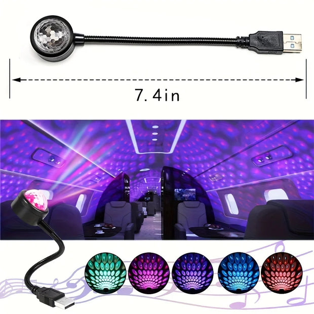 Mini USB Music Rhythm Magic Stage Effect Projection Lamp LED Party Disco DJ Stage Light Car Decoration Atmosphere Night Light